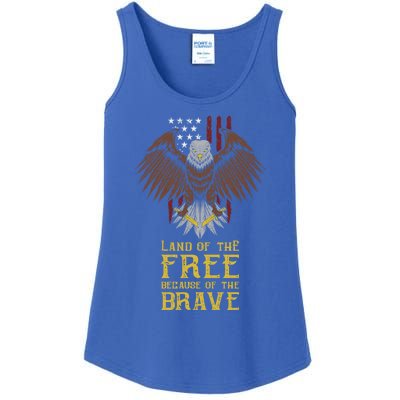 Land Of The Free Because Of The Brave Eagle Over Flag Funny Gift Ladies Essential Tank