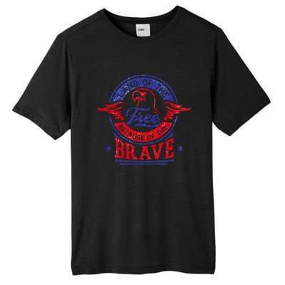 Land Of The Free Because Of The Brave Patriotic Military Meaningful Gift Tall Fusion ChromaSoft Performance T-Shirt