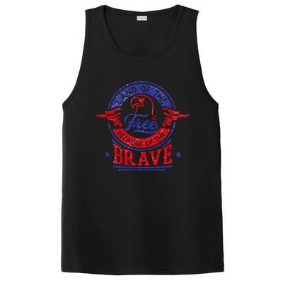 Land Of The Free Because Of The Brave Patriotic Military Meaningful Gift PosiCharge Competitor Tank