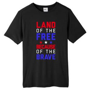 Land Of The Free Because Of The Brave Flag Patriotic Gift Tall Fusion ChromaSoft Performance T-Shirt