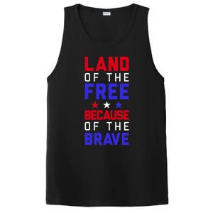 Land Of The Free Because Of The Brave Flag Patriotic Gift PosiCharge Competitor Tank