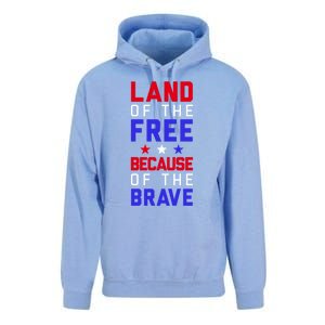 Land Of The Free Because Of The Brave Flag Patriotic Gift Unisex Surf Hoodie