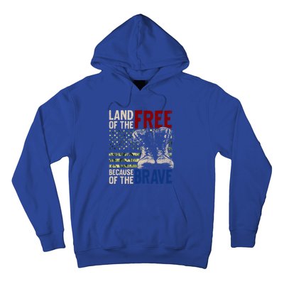 Land Of The Free Because Of The Brave Cool Gift Vintage Us Flag Hoodie