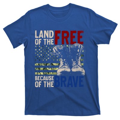 Land Of The Free Because Of The Brave Cool Gift Vintage Us Flag T-Shirt