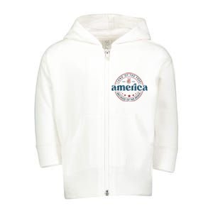 Land Of The Free Because Of The Brave America Since 1776 Toddler Zip Fleece Hoodie