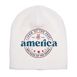 Land Of The Free Because Of The Brave America Since 1776 Short Acrylic Beanie