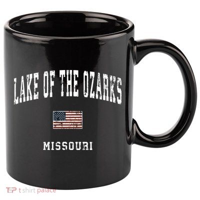 Lake Of The Ozarks Missouri Mo Vintage American Flag Sports 11oz C Handle Ceramic Mug