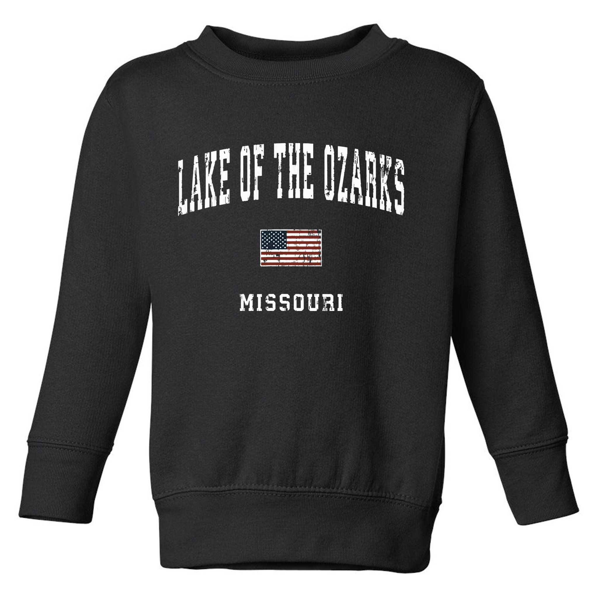 Lake Of The Ozarks Missouri Mo Vintage American Flag Sports Toddler Sweatshirt