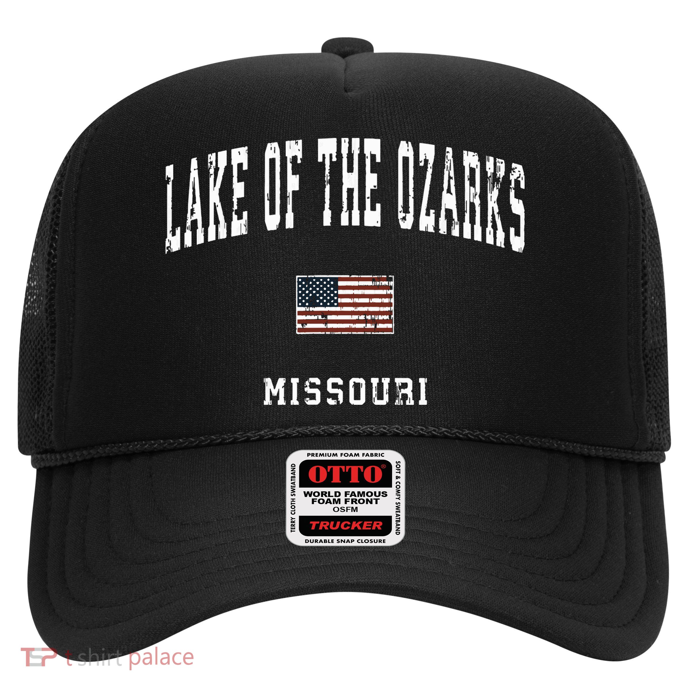 Lake Of The Ozarks Missouri Mo Vintage American Flag Sports Trucker Hat