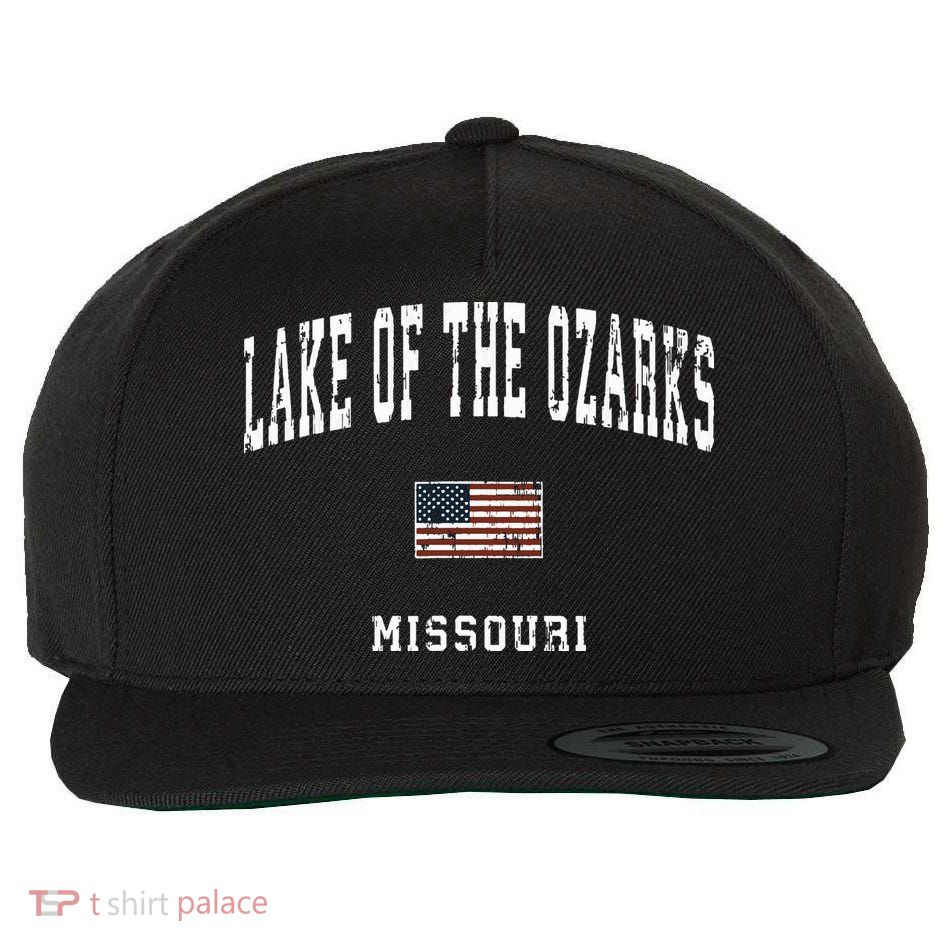 Lake Of The Ozarks Missouri Mo Vintage American Flag Sports Wool Snapback Cap