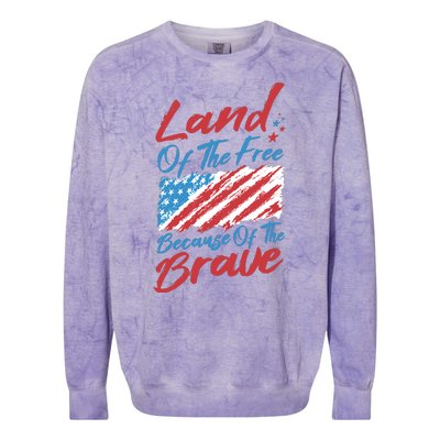 Land Of The Free Because Of The Brave American Flag Colorblast Crewneck Sweatshirt