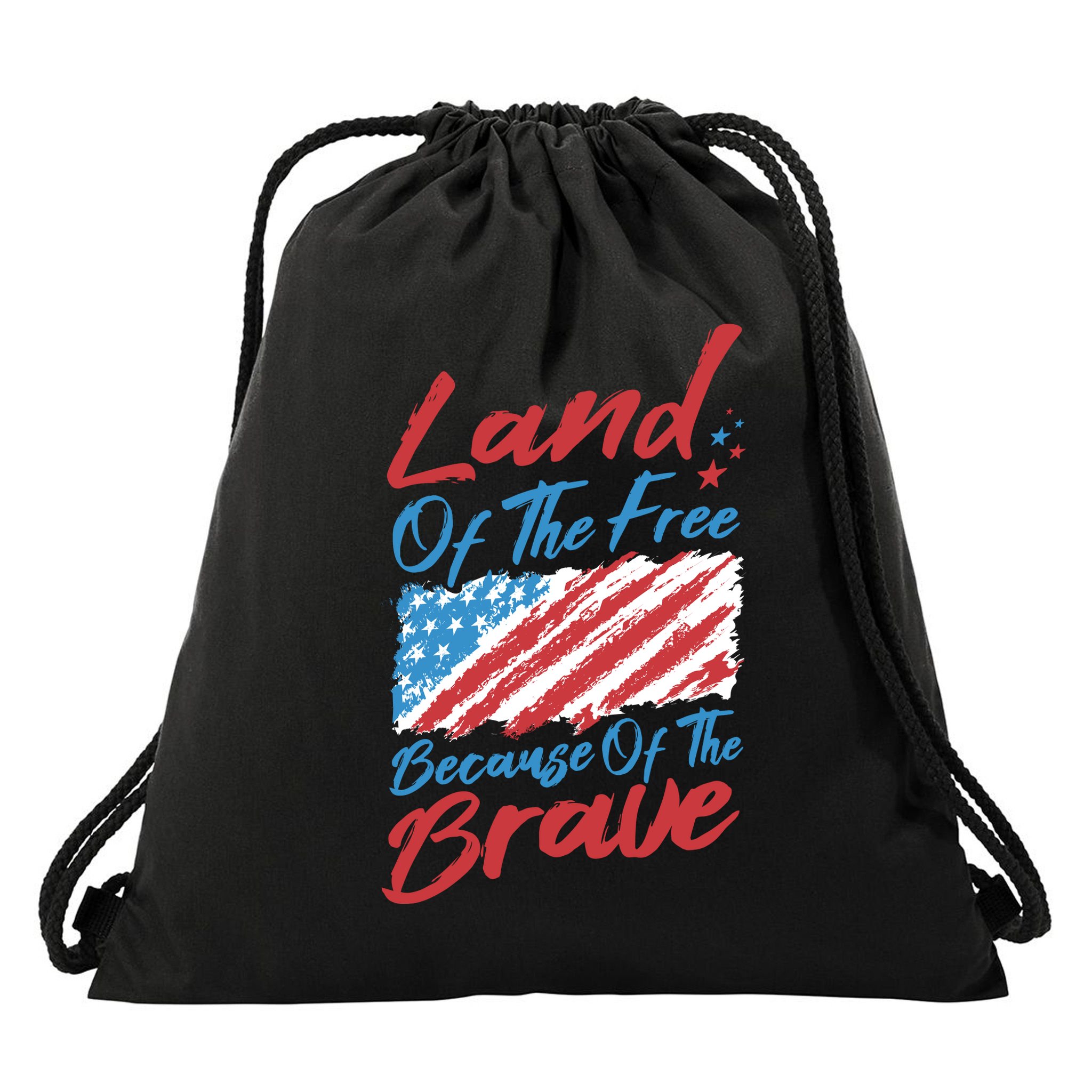 Land Of The Free Because Of The Brave American Flag Drawstring Bag