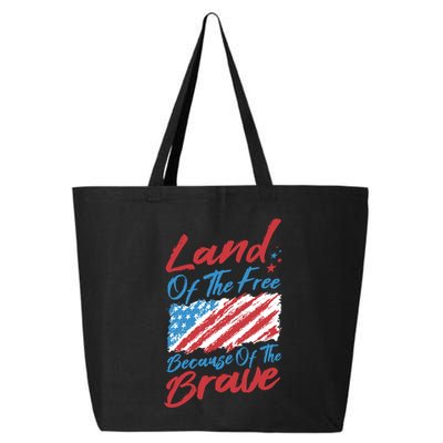Land Of The Free Because Of The Brave American Flag 25L Jumbo Tote