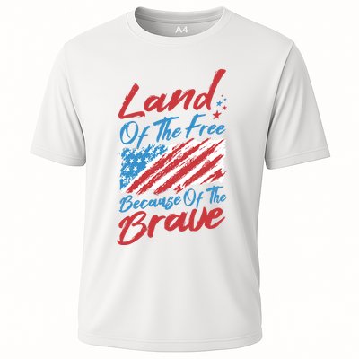 Land Of The Free Because Of The Brave American Flag Performance Shirt