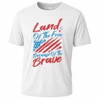 Land Of The Free Because Of The Brave American Flag Cooling Performance Crew T-Shirt