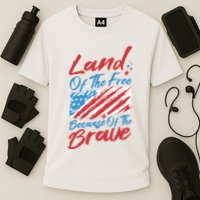 Land Of The Free Because Of The Brave American Flag Cooling Performance Crew T-Shirt