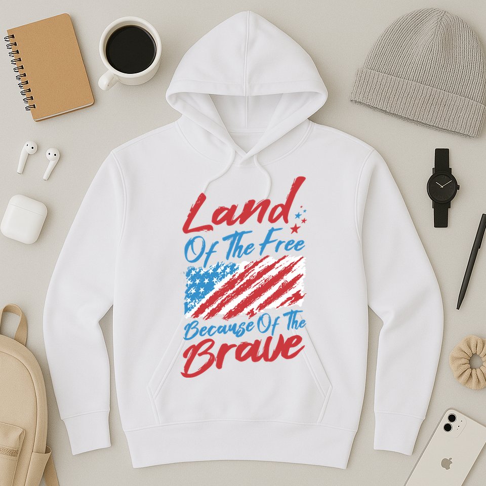 Land Of The Free Because Of The Brave American Flag Hoodie