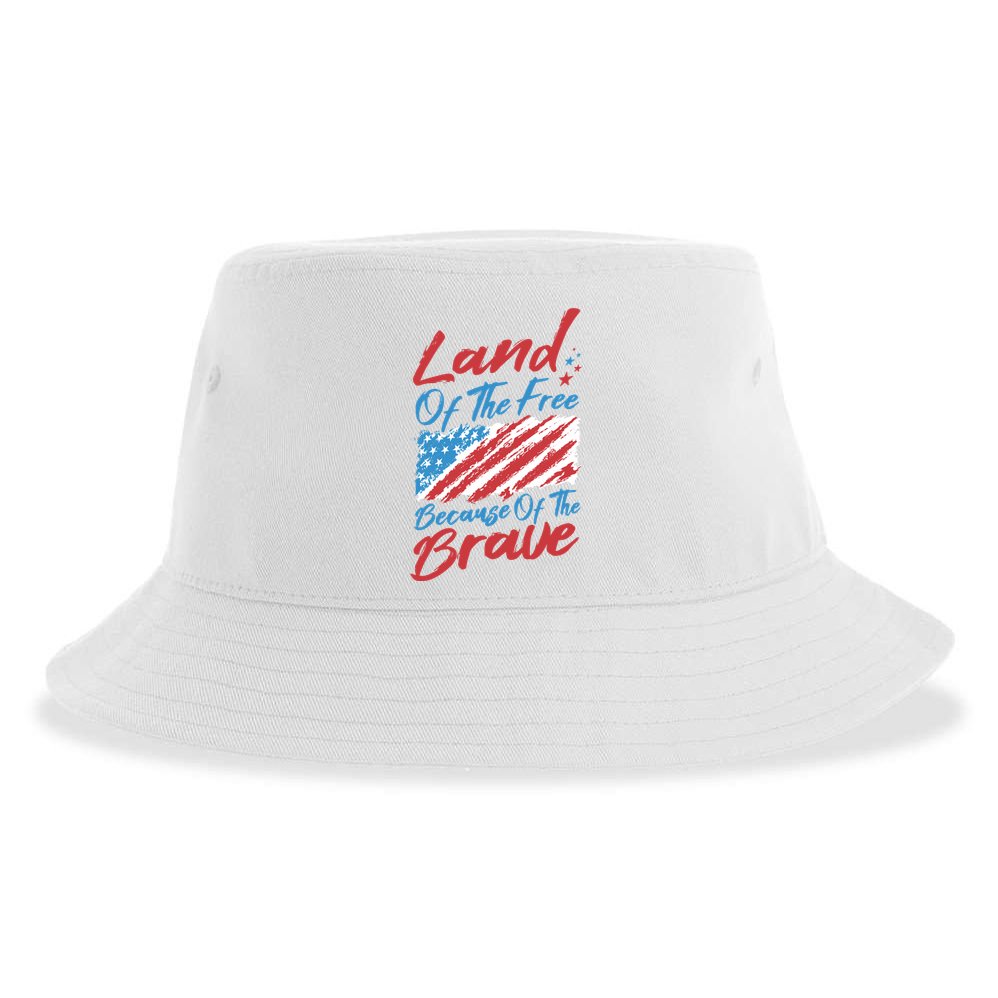 Land Of The Free Because Of The Brave American Flag Sustainable Bucket Hat