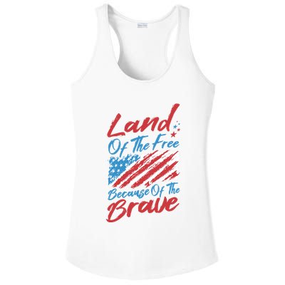 Land Of The Free Because Of The Brave American Flag Ladies PosiCharge Competitor Racerback Tank