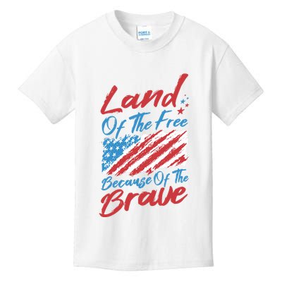 Land Of The Free Because Of The Brave American Flag Kids T-Shirt