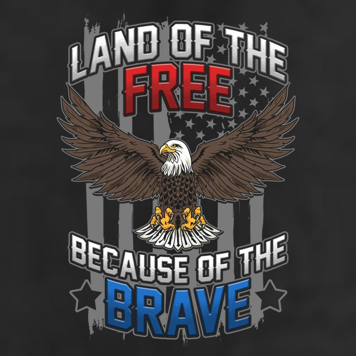 Land Of The Free Because Of The Brave July 4th Veteran's Day Gift 7 Panel Mesh Trucker Snapback Hat