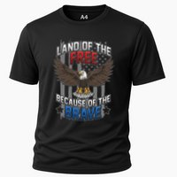 Land Of The Free Because Of The Brave July 4th Veteran's Day Gift Cooling Performance Crew T-Shirt
