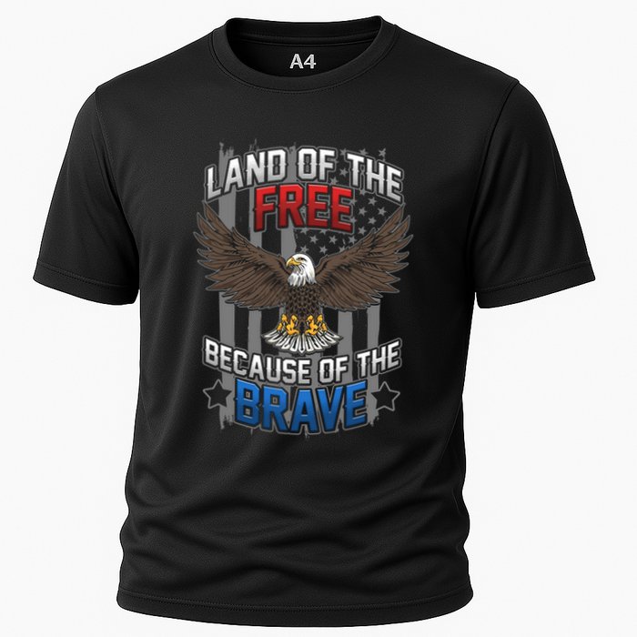Land Of The Free Because Of The Brave July 4th Veteran's Day Gift Cooling Performance Crew T-Shirt