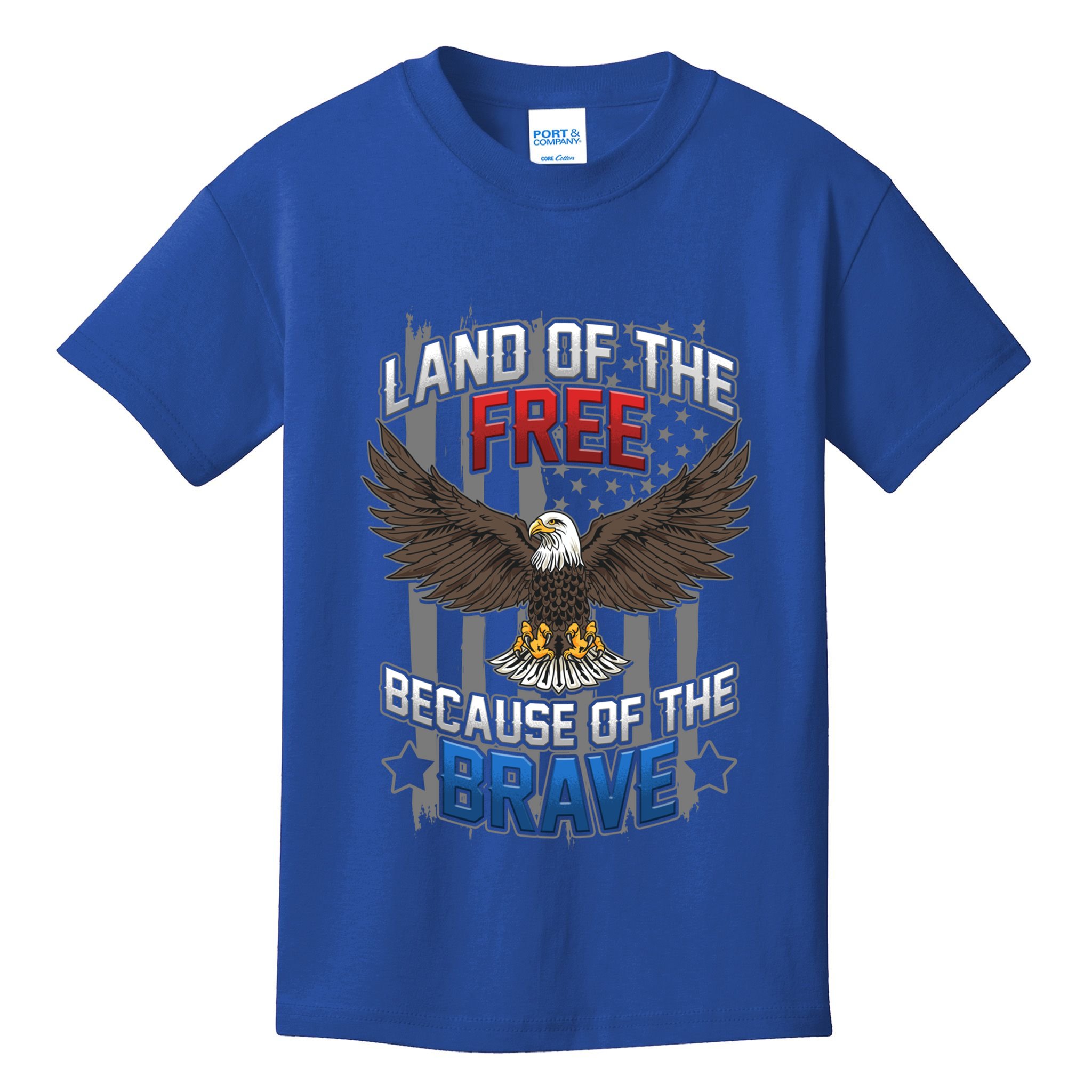 Land Of The Free Because Of The Brave July 4th Veteran's Day Gift Kids T-Shirt