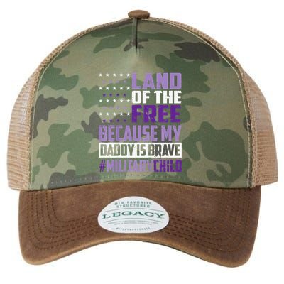 Land Of The Free Because My Daddy Is Brave Legacy Tie Dye Trucker Hat