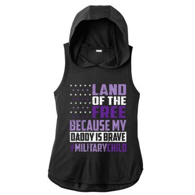 Land Of The Free Because My Daddy Is Brave Ladies PosiCharge Tri-Blend Wicking Draft Hoodie Tank