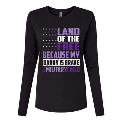 Land Of The Free Because My Daddy Is Brave Womens Cotton Relaxed Long Sleeve T-Shirt