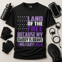Land Of The Free Because My Daddy Is Brave Cooling Performance Crew T-Shirt
