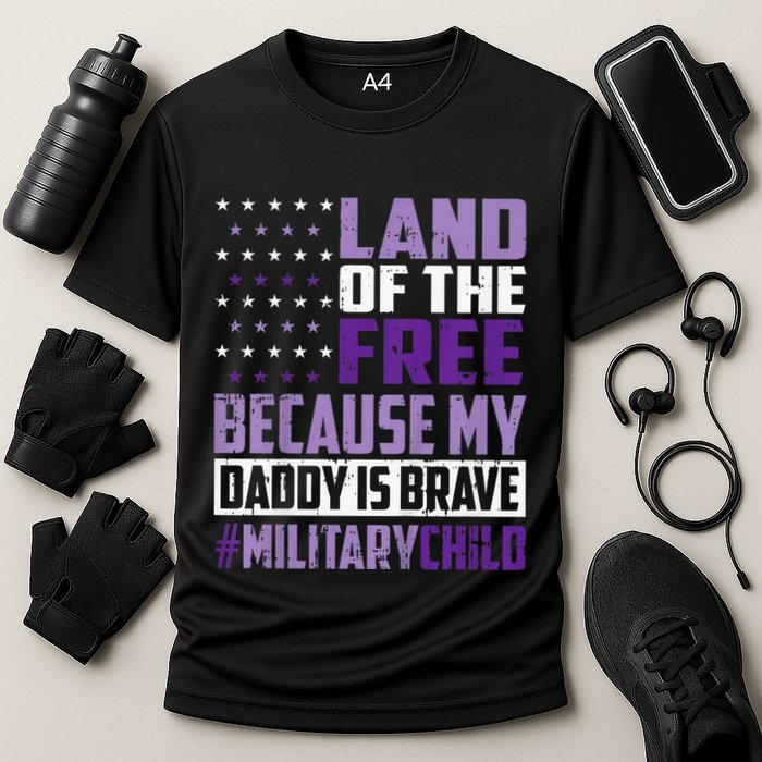Land Of The Free Because My Daddy Is Brave Cooling Performance Crew T-Shirt