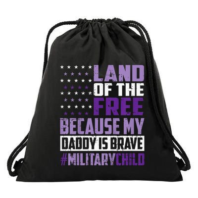 Land Of The Free Because My Daddy Is Brave Drawstring Bag