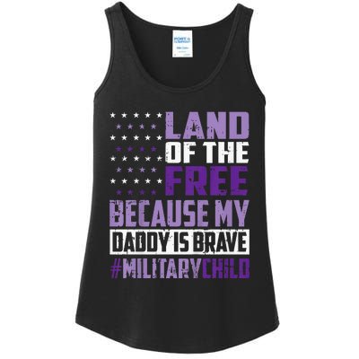 Land Of The Free Because My Daddy Is Brave Ladies Essential Tank