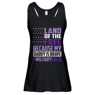 Land Of The Free Because My Daddy Is Brave Ladies Essential Flowy Tank