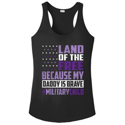 Land Of The Free Because My Daddy Is Brave Ladies PosiCharge Competitor Racerback Tank