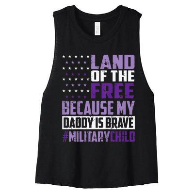 Land Of The Free Because My Daddy Is Brave Women's Racerback Cropped Tank