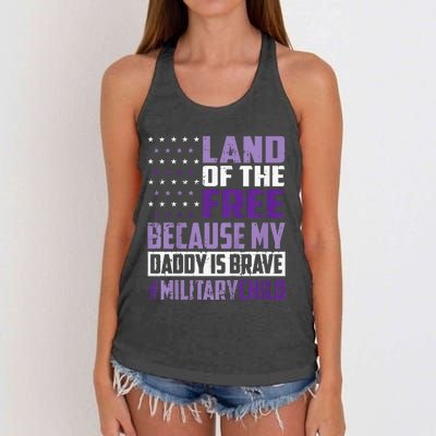 Land Of The Free Because My Daddy Is Brave Women's Knotted Racerback Tank