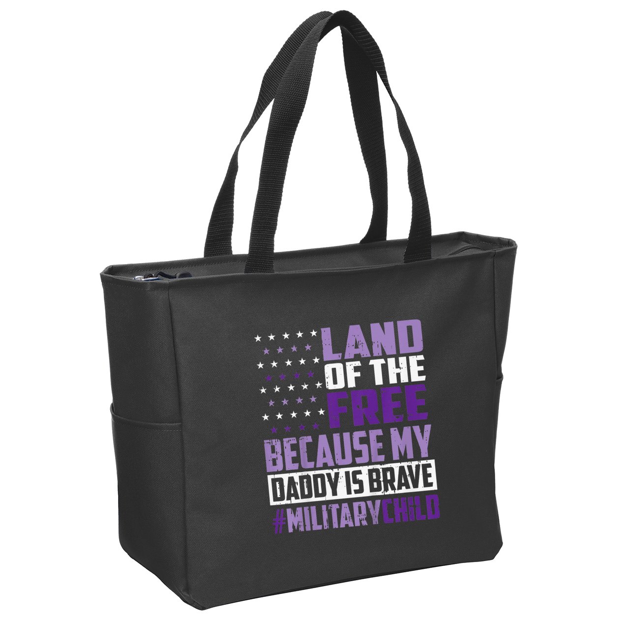 Land Of The Free Because My Daddy Is Brave Zip Tote Bag