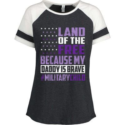 Land Of The Free Because My Daddy Is Brave Enza Ladies Jersey Colorblock Tee