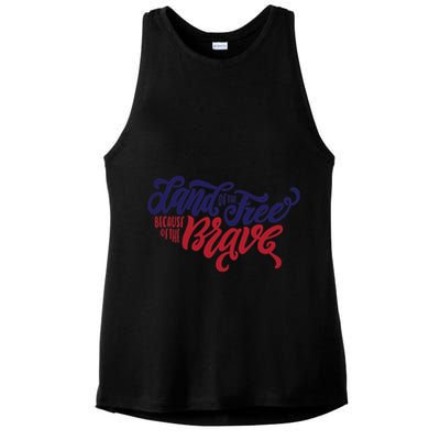 Land of the Free Because of the Brave Ladies PosiCharge Tri-Blend Wicking Tank