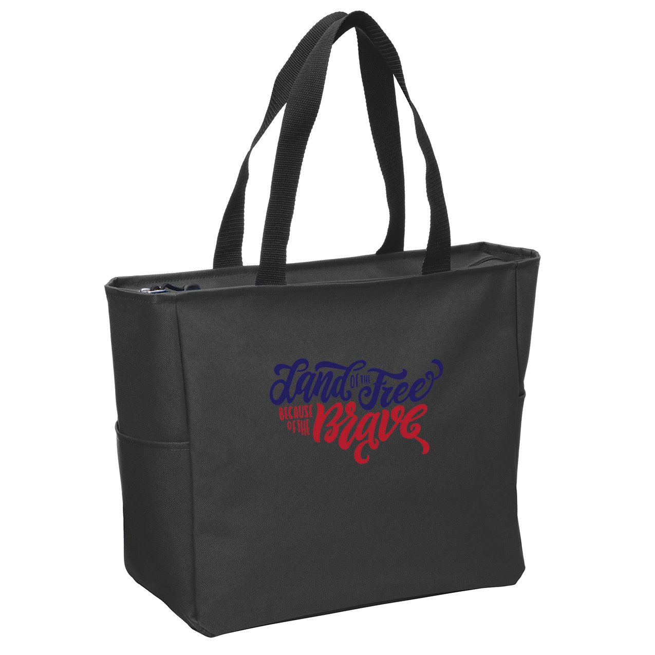 Land of the Free Because of the Brave Zip Tote Bag