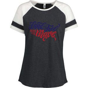 Land of the Free Because of the Brave Enza Ladies Jersey Colorblock Tee