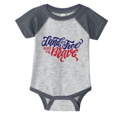 Land of the Free Because of the Brave Infant Baby Jersey Bodysuit