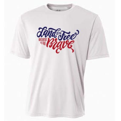 Land of the Free Because of the Brave Cooling Performance Crew T-Shirt