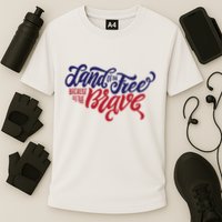 Land of the Free Because of the Brave Cooling Performance Crew T-Shirt