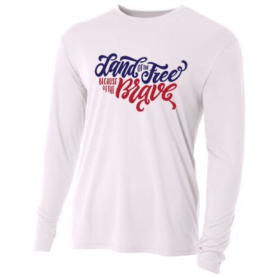 Land of the Free Because of the Brave Cooling Performance Long Sleeve Crew