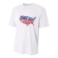 Land of the Free Because of the Brave Youth Performance Sprint T-Shirt