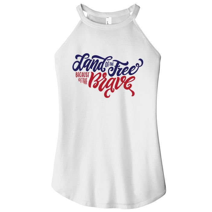 Land of the Free Because of the Brave Women's Perfect Tri Rocker Tank